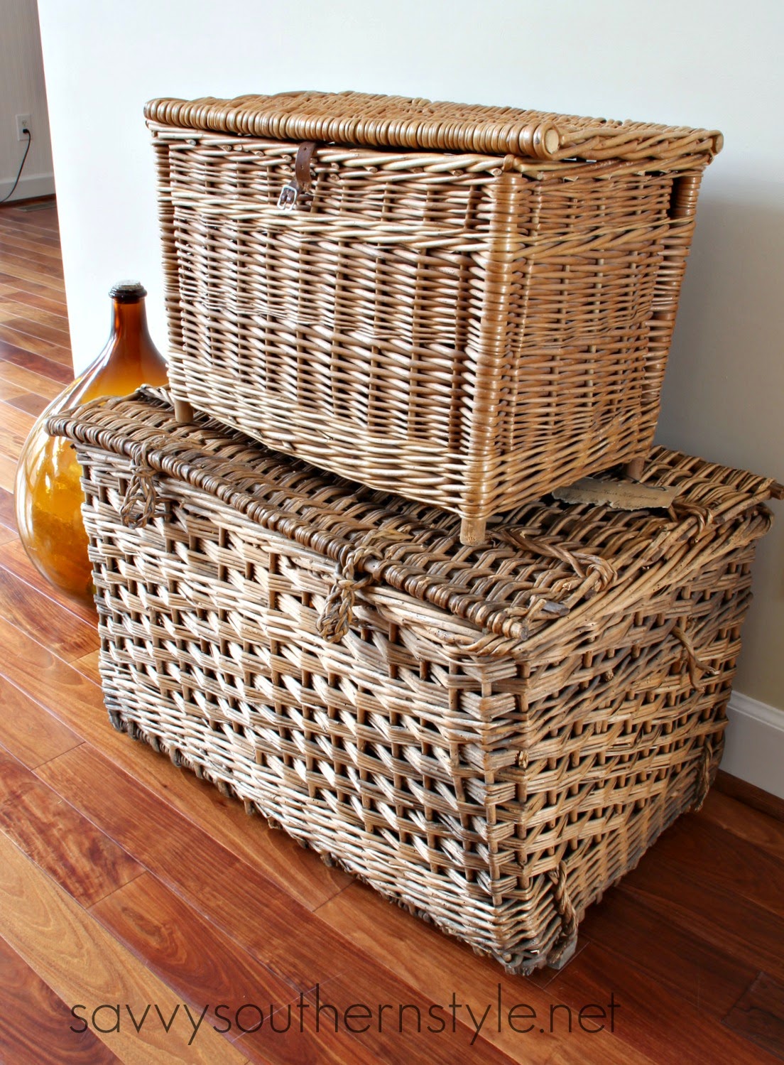 Savvy Southern Style Vintage French Lidded Basket