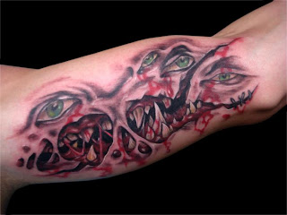3d tattoo: creepy teeth and creepy eyes