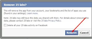 Confirmation box - Steps for Removing unwanted apps from your facebook profile