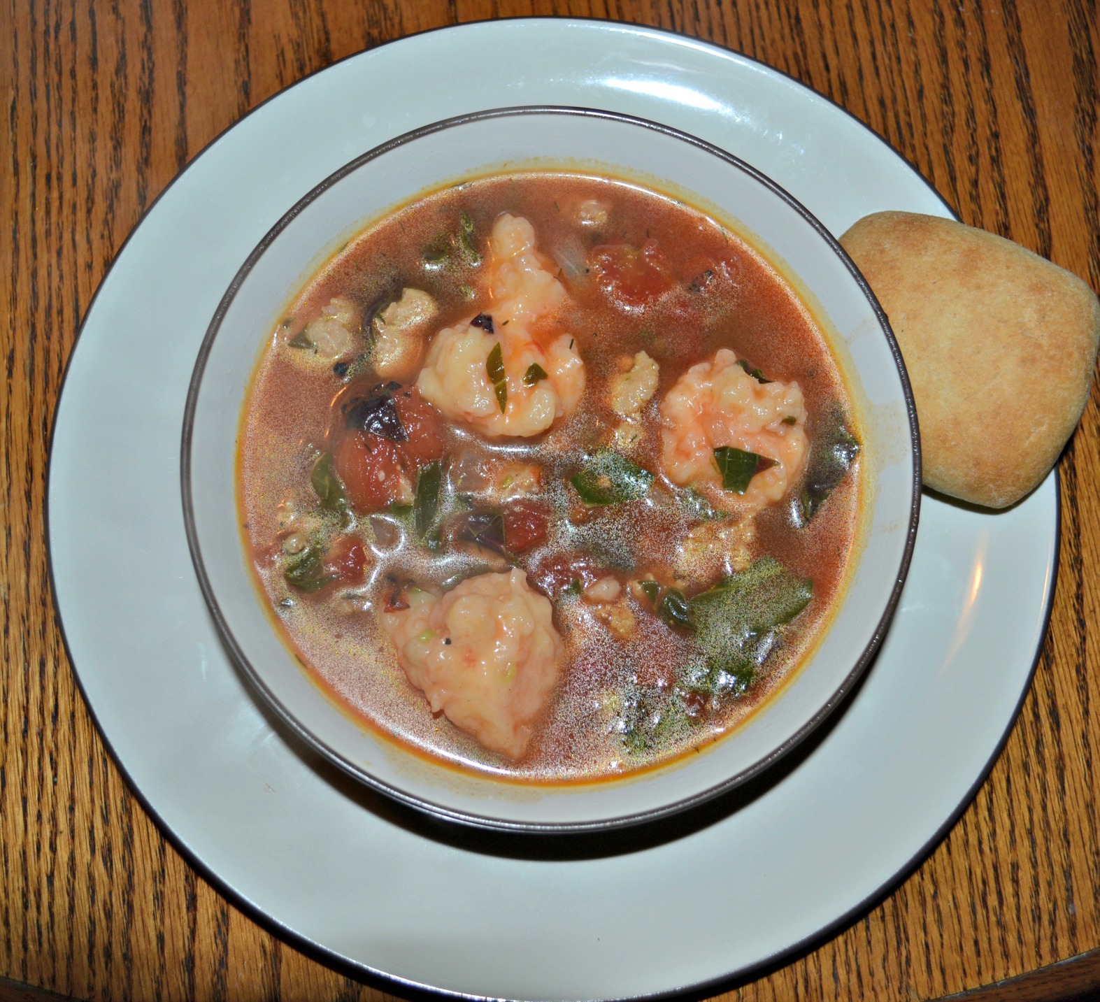 Mixed Greens and Sausage Soup with Dumplings HezziD's Books and Cooks