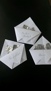 Foil squares origami envelope