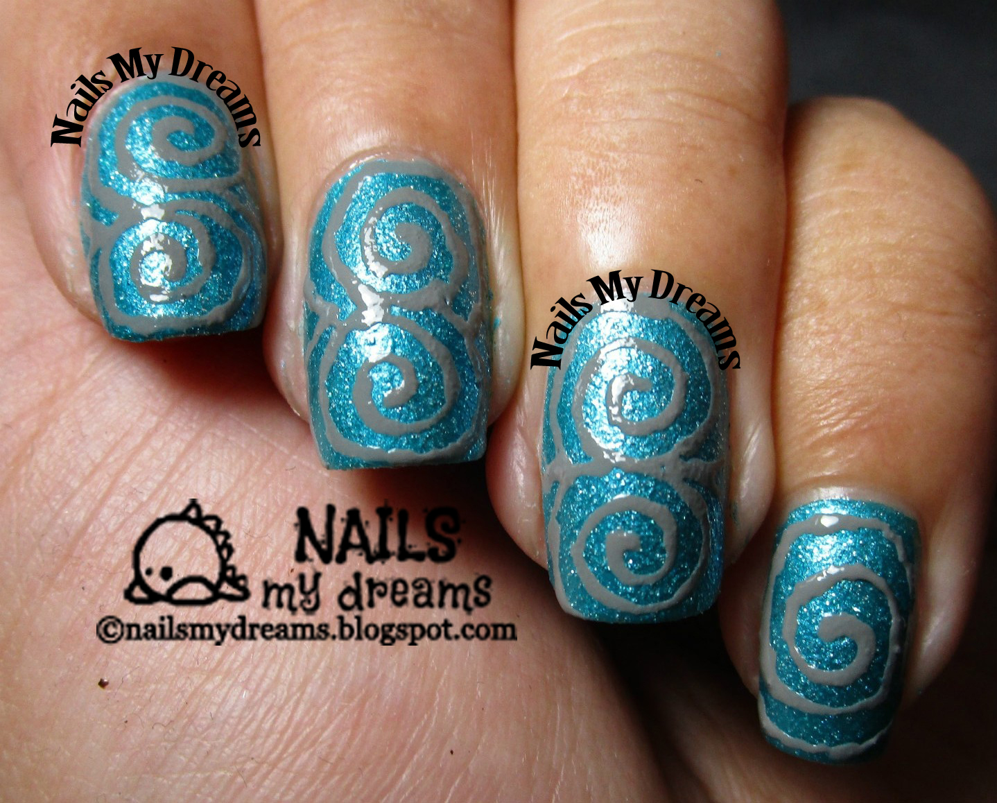 brown swirl nail art
