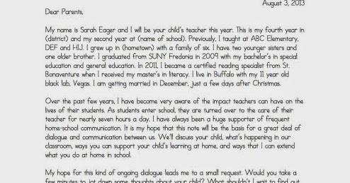 welcome letter from teacher