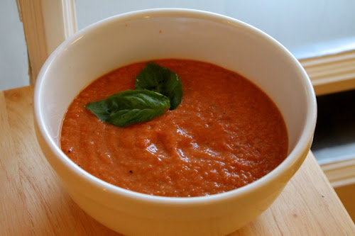 Creamy roasted tomato gazpacho