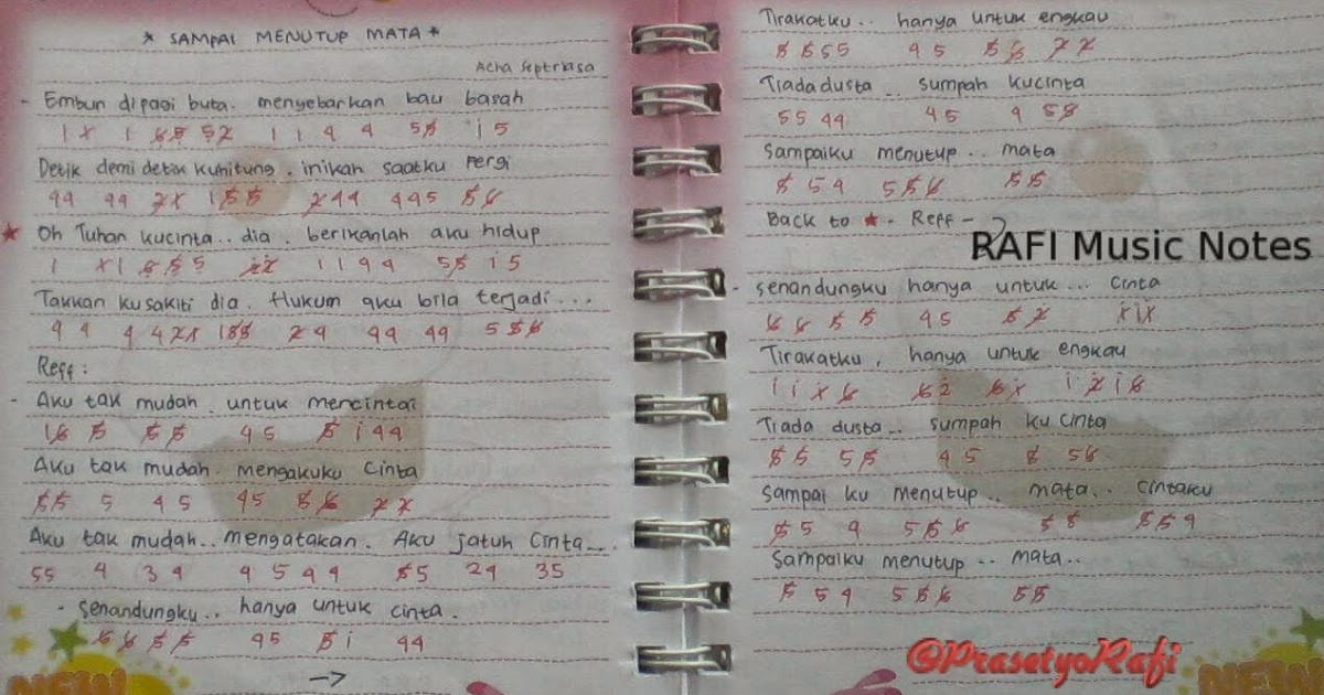 Rafi Music Notes Not Angka Acha Septriasa Sampai Menutup Mata