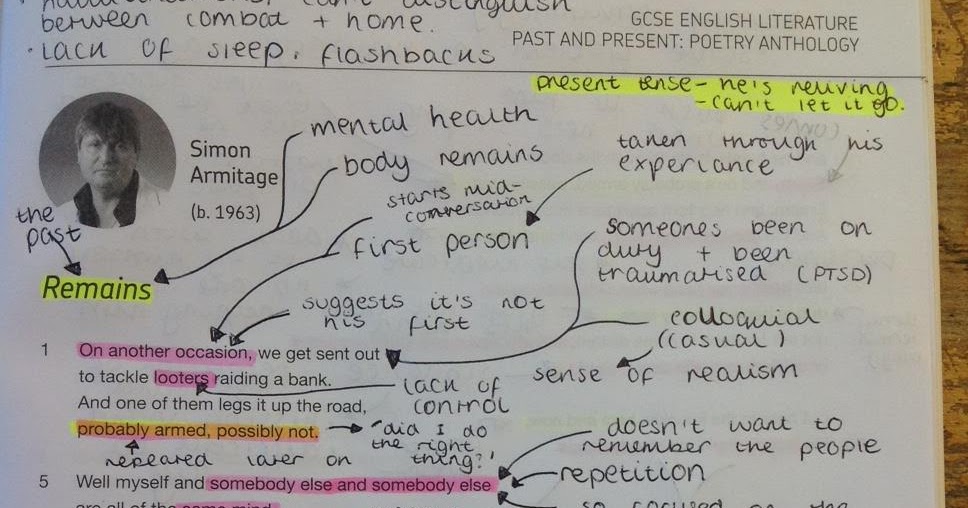 Mr Webb's online classroom Annotations for Remains by Armitage