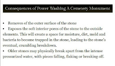 DO NOT USE A POWER WASHER ON A GRAVESTONE