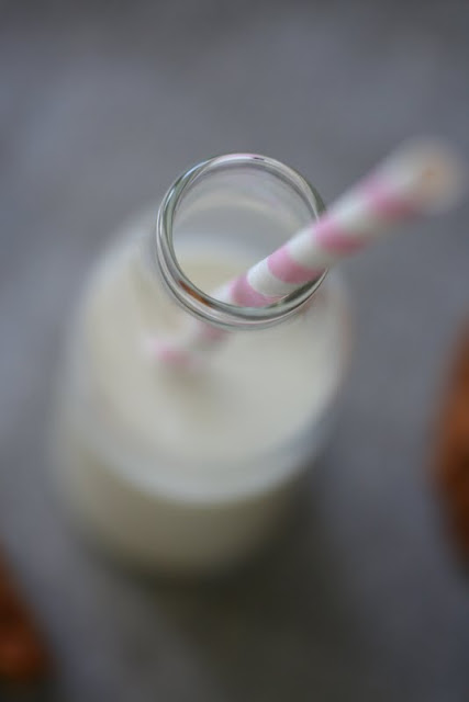 Milk bottle and straw