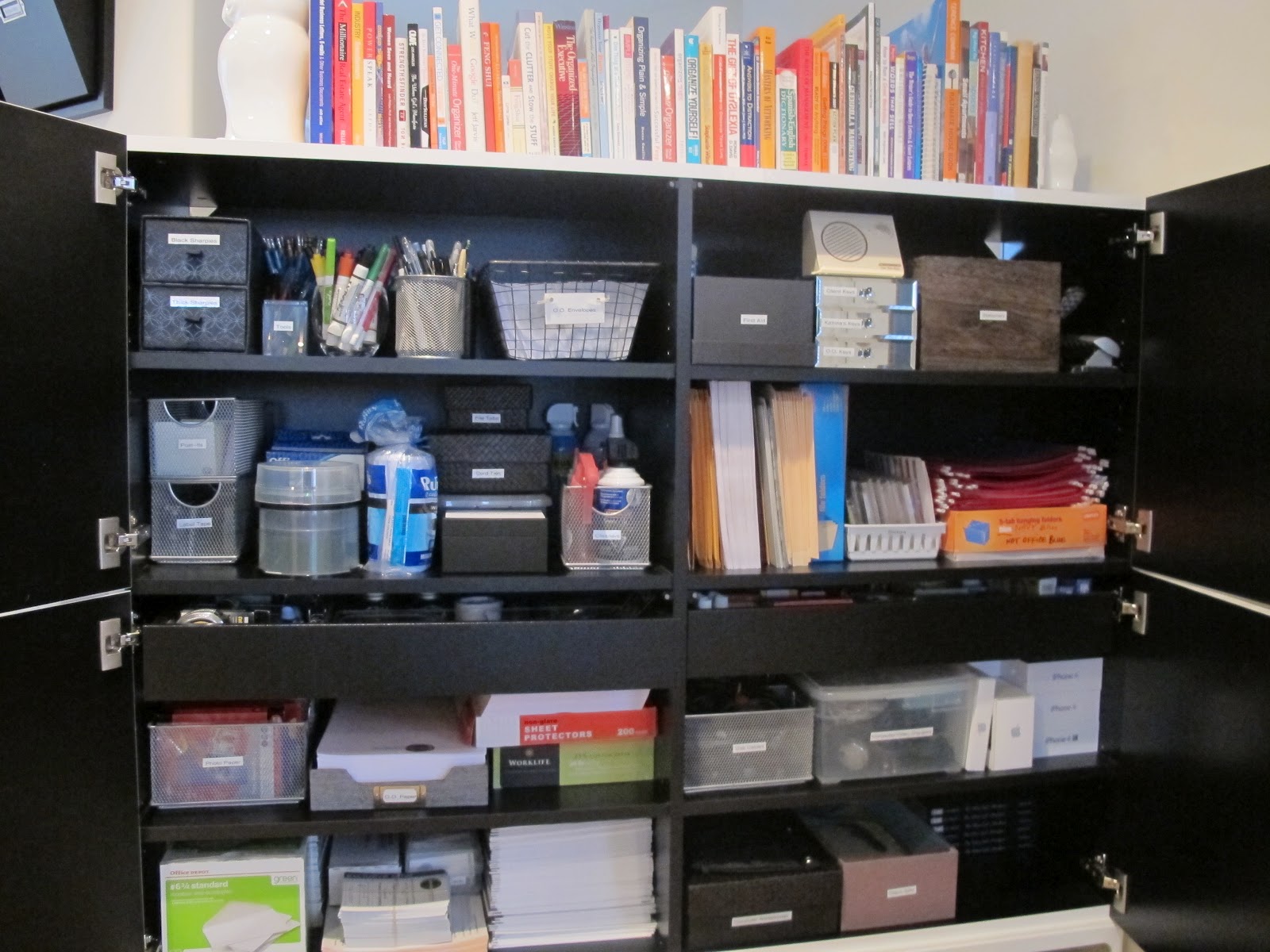Supply Room | Office supply organization, Office supplies closet
