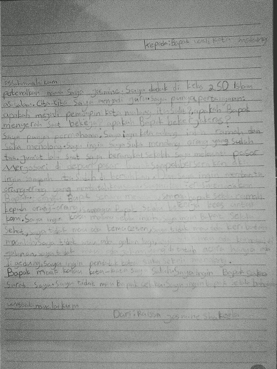 Proses Kreatif Juara I Lomba Menulis Surat Untuk Walikota