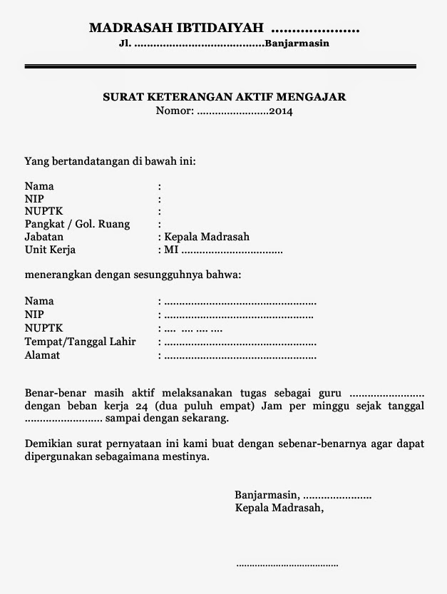 42+ Contoh surat pernyataan aktif mengajar 24 jam terbaru yang baik dan benar