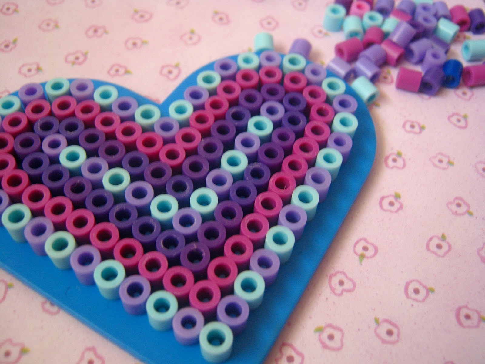 Purple Blossom DIY Perler Beads Heart!