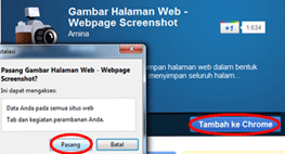 Cara pasang Screenshot webpage Google chrome
