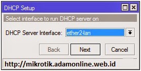 Pilih interface DHCP Server
