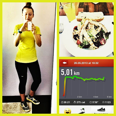 healthy food, yellow combination, nike running, nike plus, nike plus running app, chicken salad, lunarglide shield, iphone
