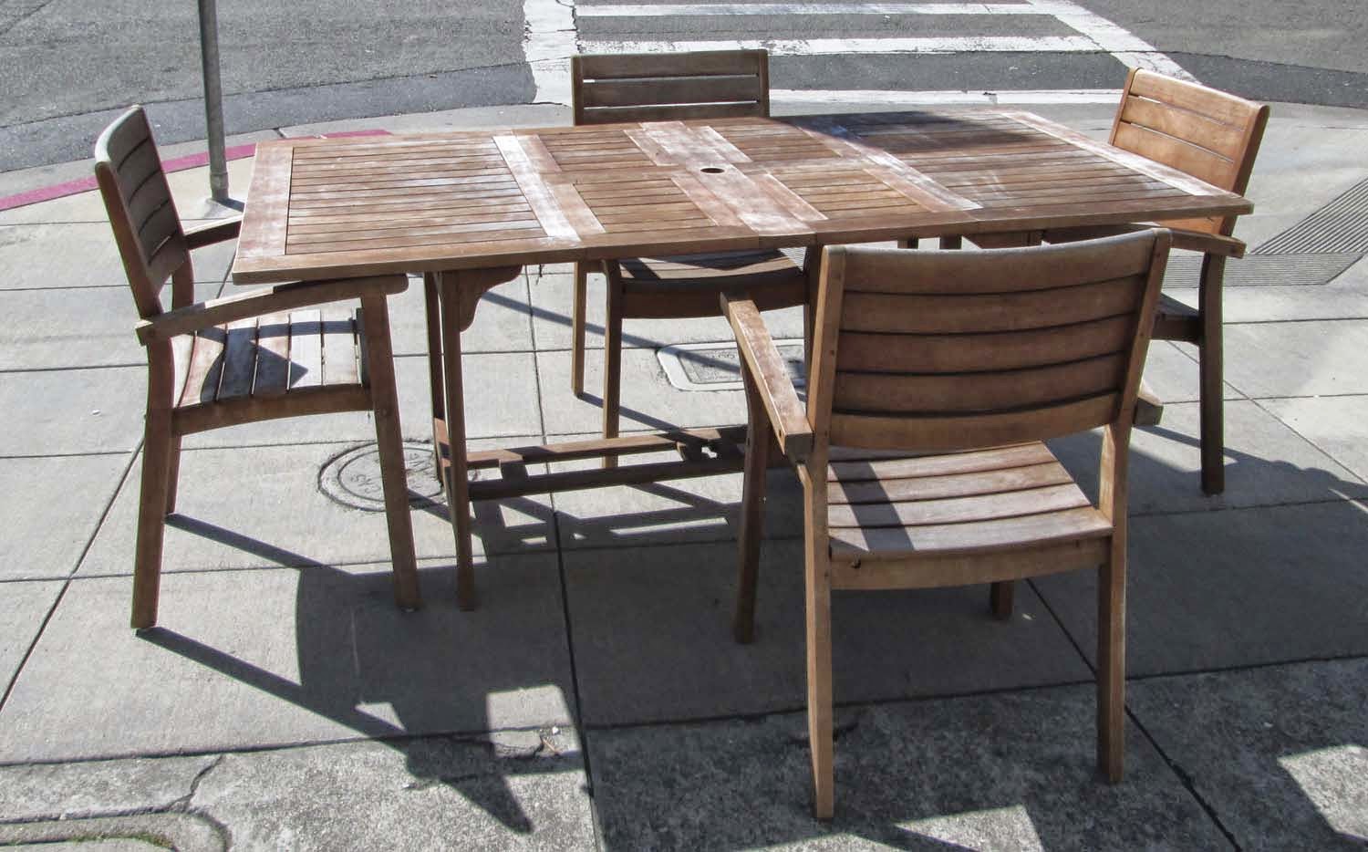 UHURU FURNITURE & COLLECTIBLES SOLD Weathered Teak Patio Set 225