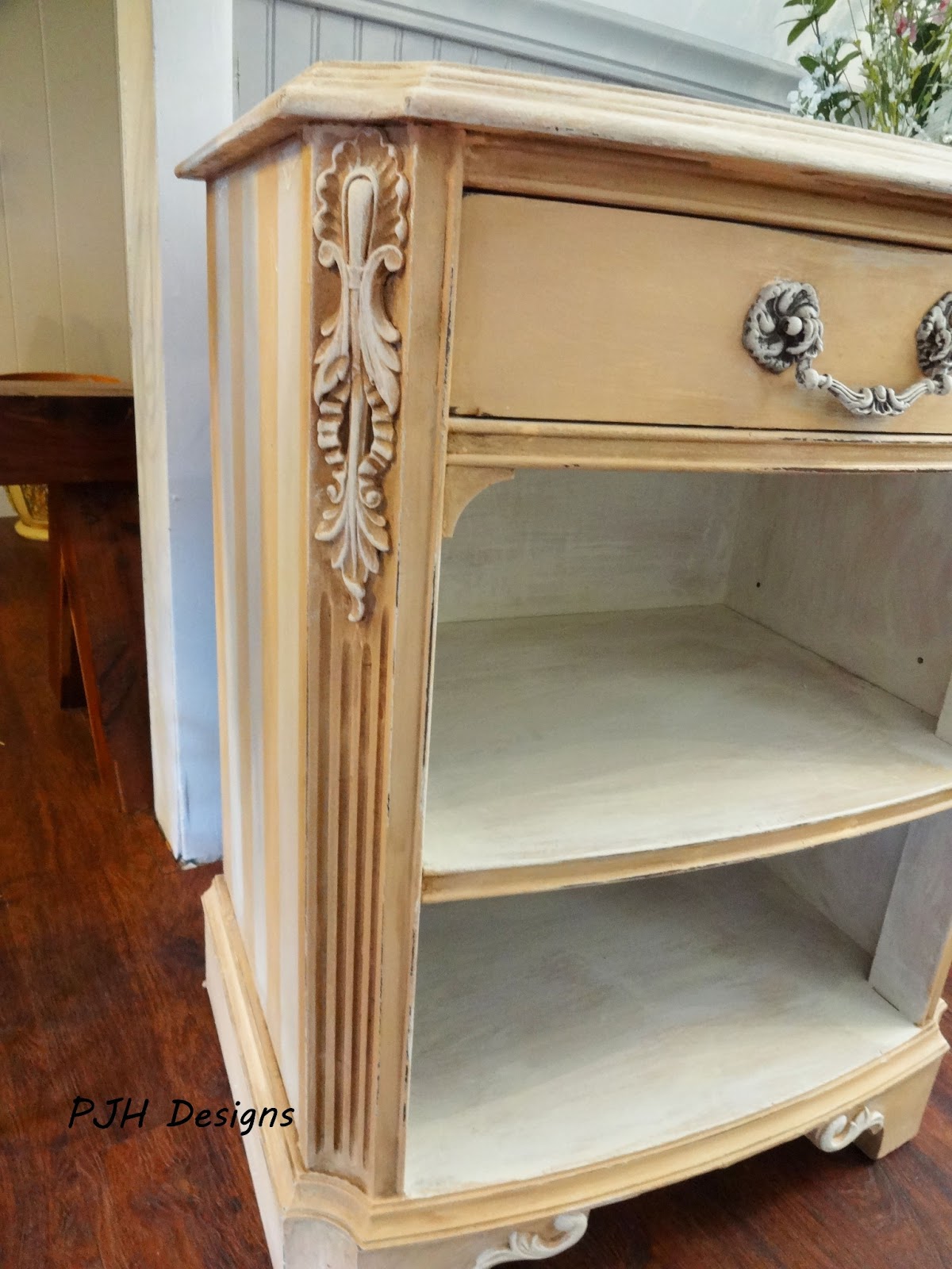 PJH Designs Hand Painted Antique Furniture Peaches & Cream End Table