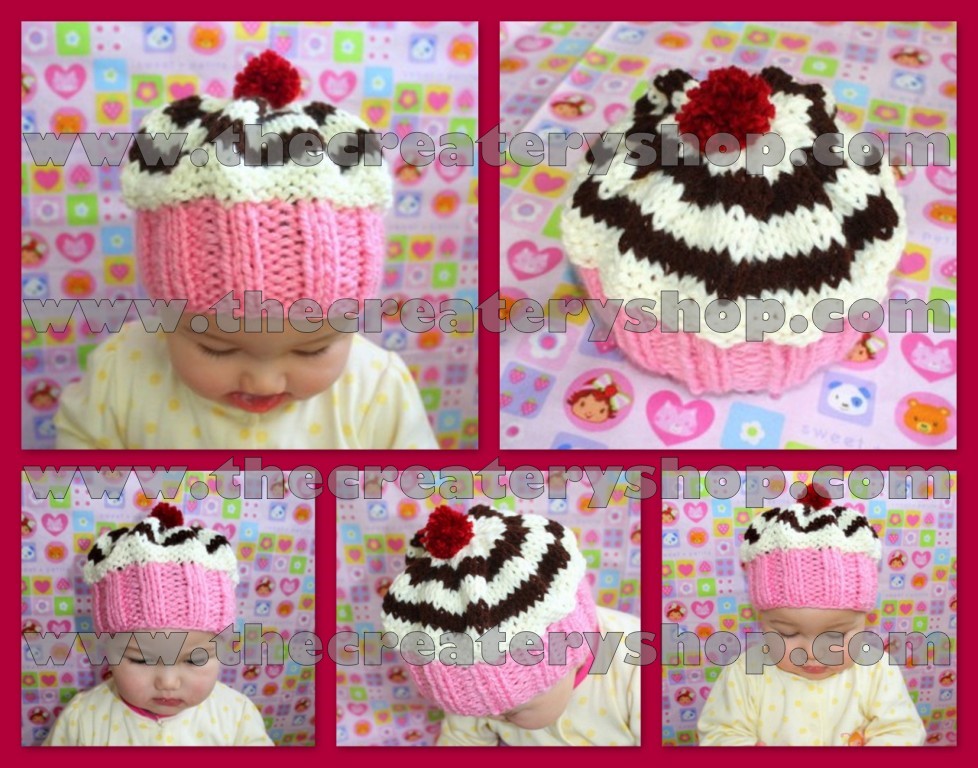 The Createry Shop Baby Cupcake Swirl Hat Knitting Pattern