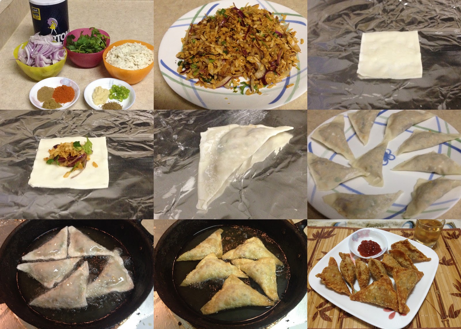 Onion Samosa with wonton sheets