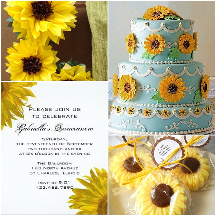 Summertime Sunflowers Quinceanera Sweet Fifteen Theme Quince Candles