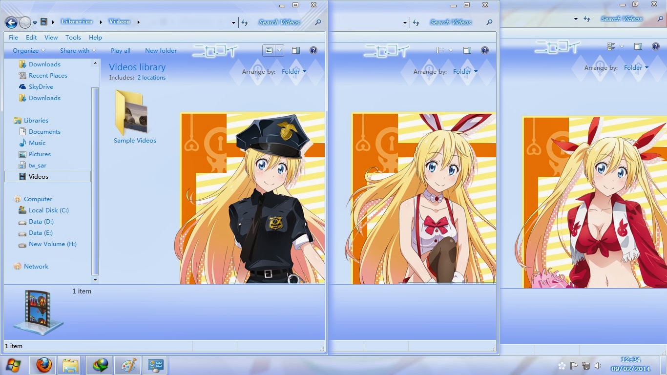 Themes Anime Visual Novel Windows 7 Win7 Theme Nisekoi V3 Ver Kirisaki Chitoge