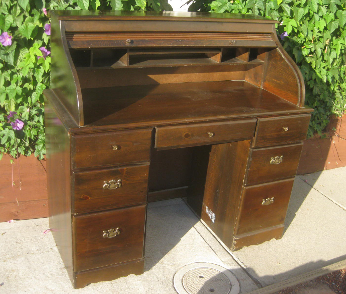 Uhuru Furniture Collectibles Sold Pine Rolltop Desk 50