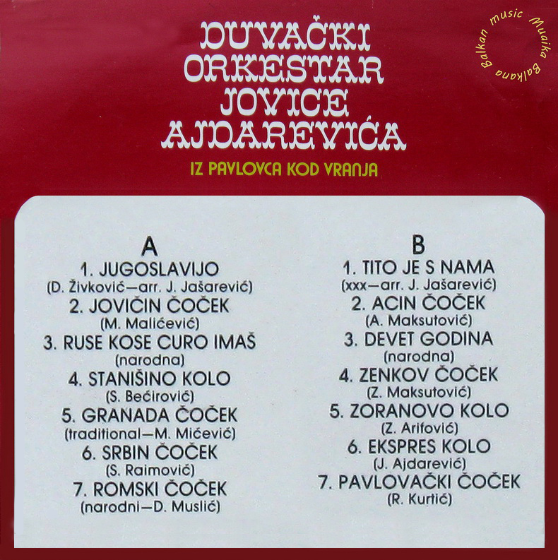 Duvački Orkestar Jovice Ajdarevića* - Iz Pavlovca Kod Vranja - Kola I Čočeci Duvački Orkestar Jovice Ajdarevića* - Iz Pavlovca Kod Vranja - Kola I Čočeci