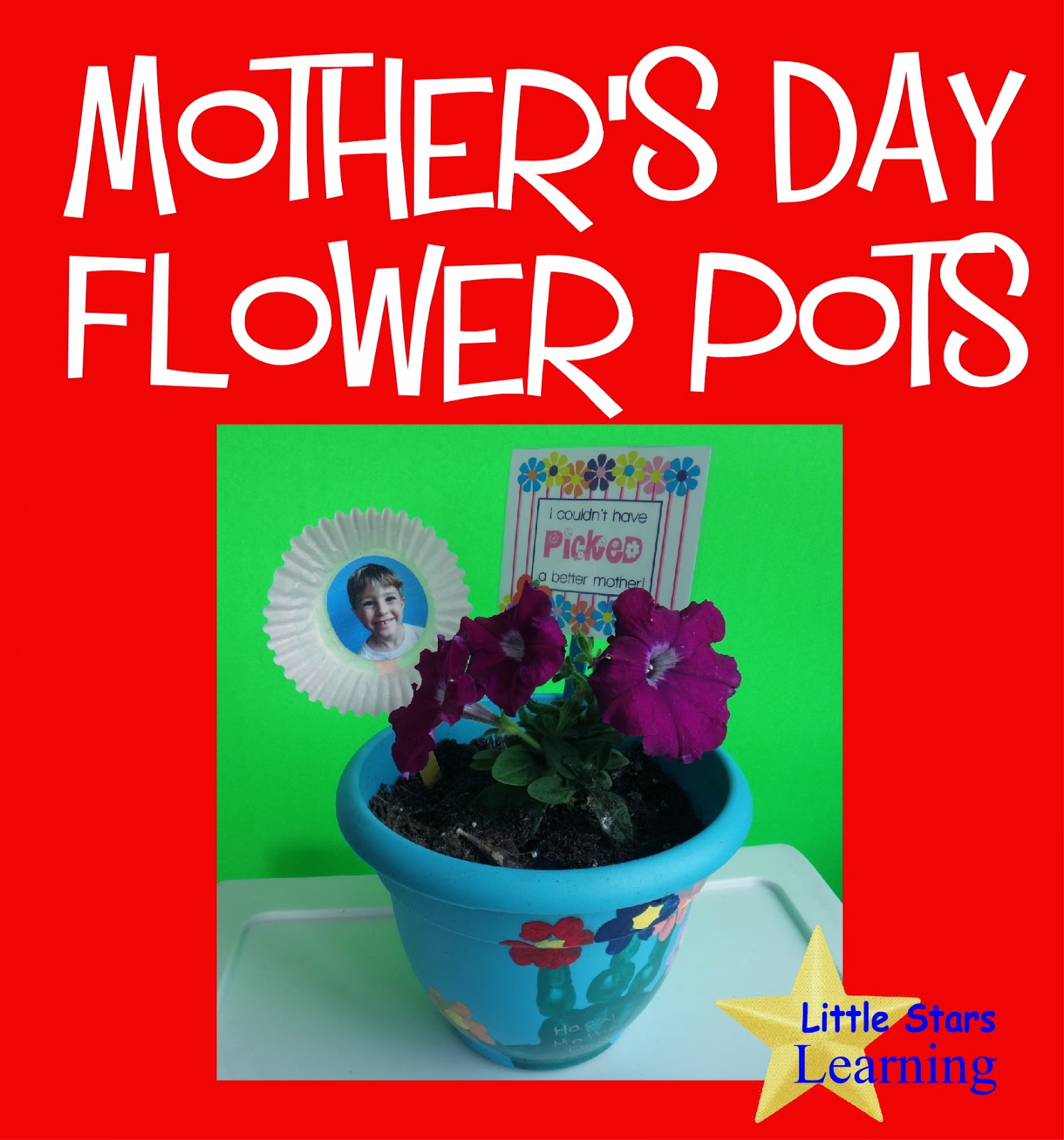 handprint flower pot for mother's day