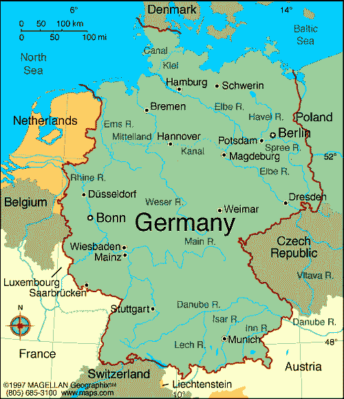 Map Of Germany And Bordering Countries