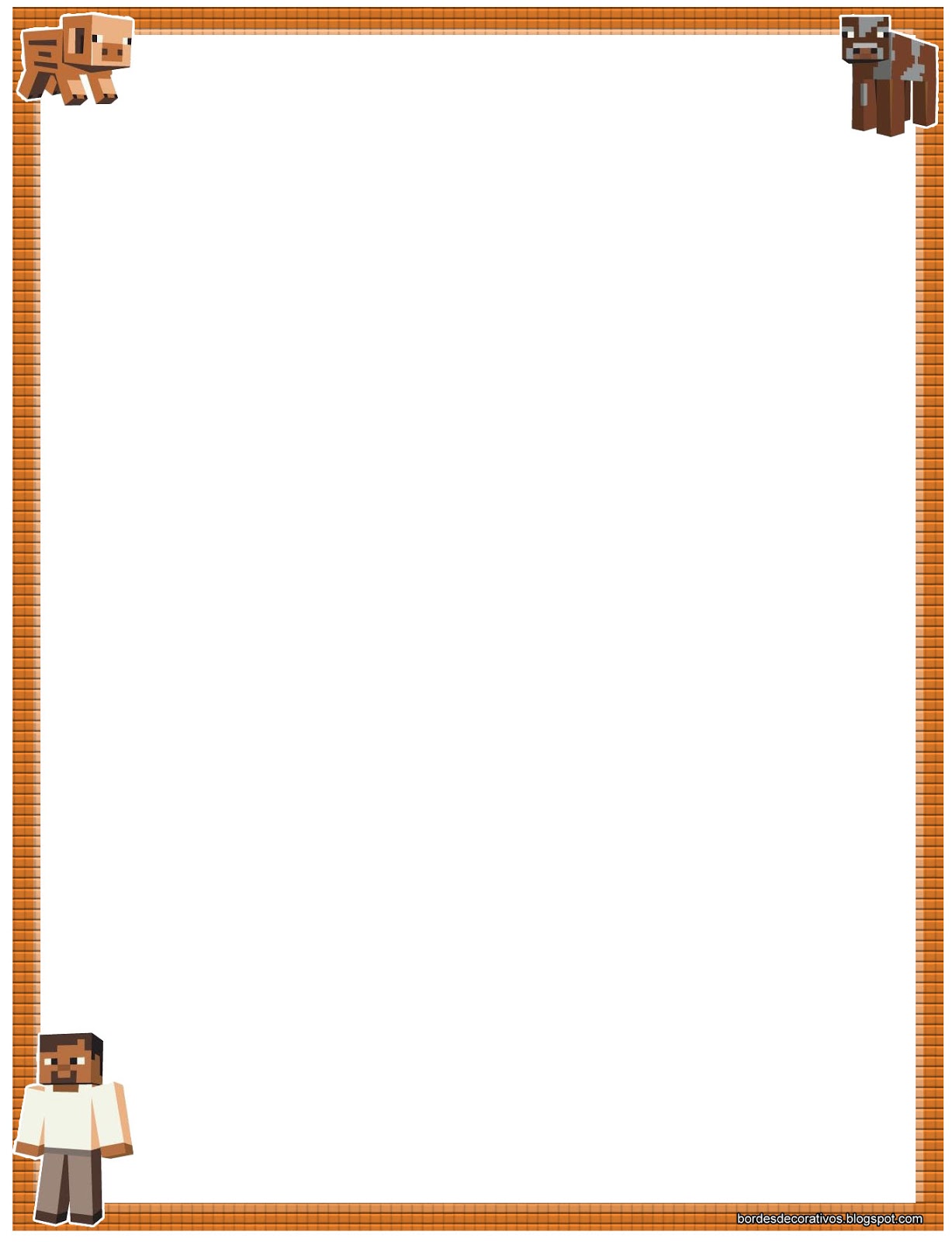 Bordes Decorativos Bordes decorativos de hojas de Minecraft para imprimir