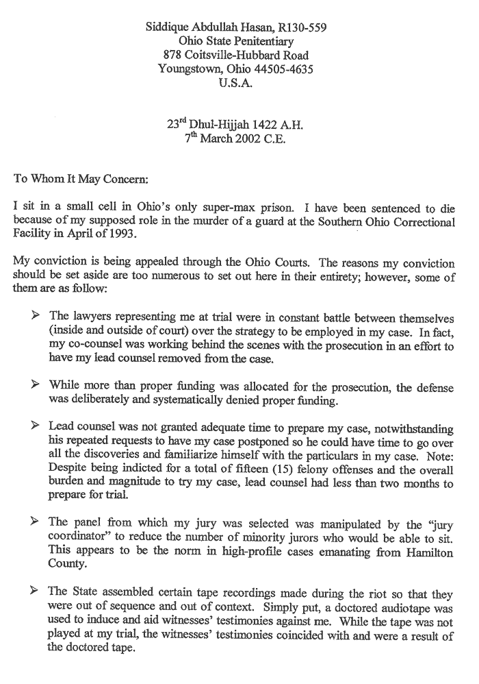 Lucasville Amnesty To Whom It May Concern