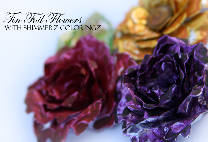 Lesley Langdon Creative Antiqued Tin Foil Flowers with Shimmerz and