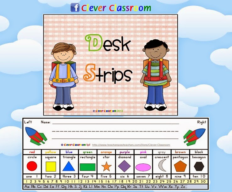 3 x Desk Strips for Kindergarten Students, great classroom resource for back to school