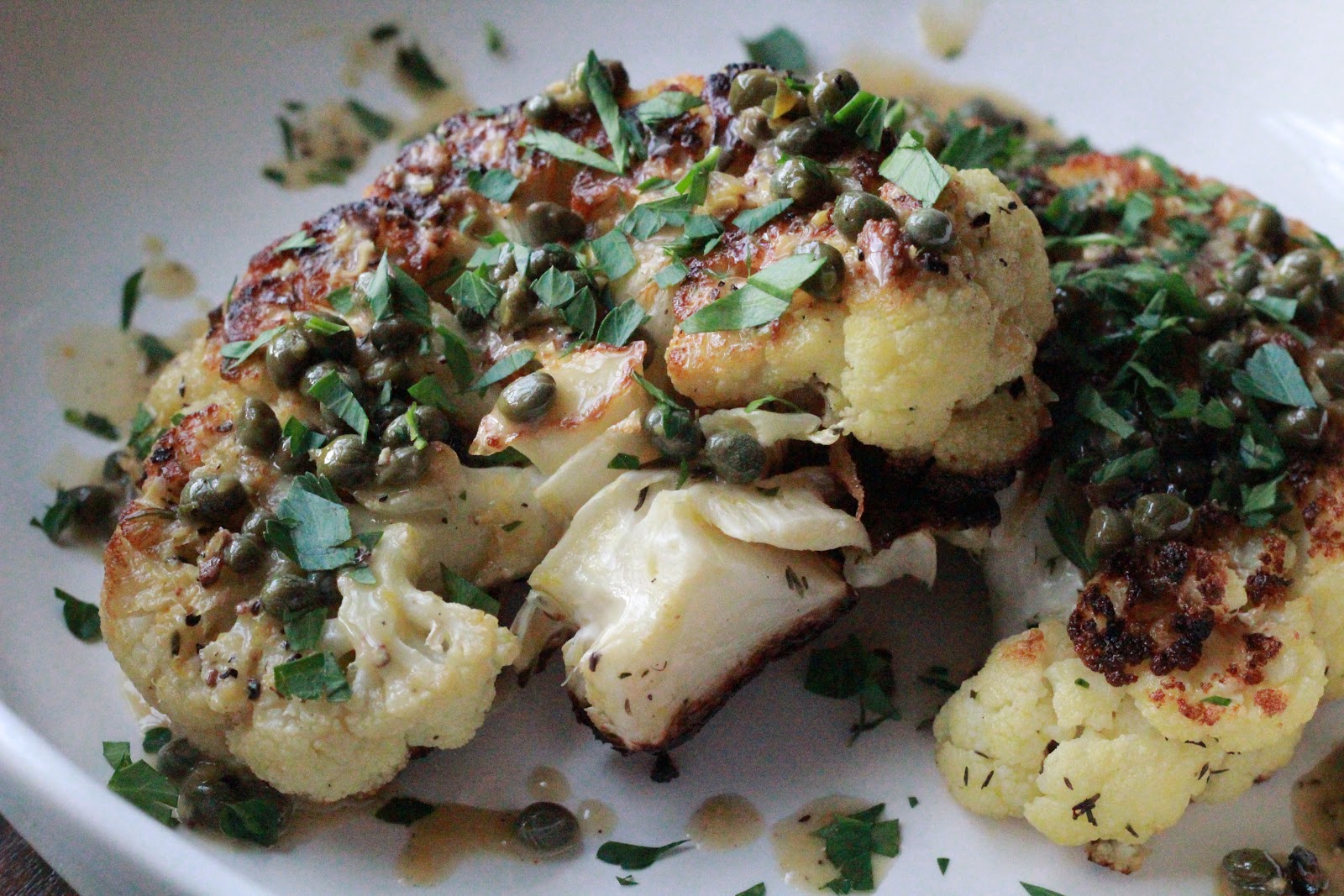 Vin de Pêche Cauliflower Steaks with White Wine Pan Sauce