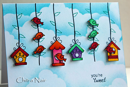 You're Tweet Birdhouse card by Chitra Nair for Newton's Nook Designs | Tweet Talk Stamp Set