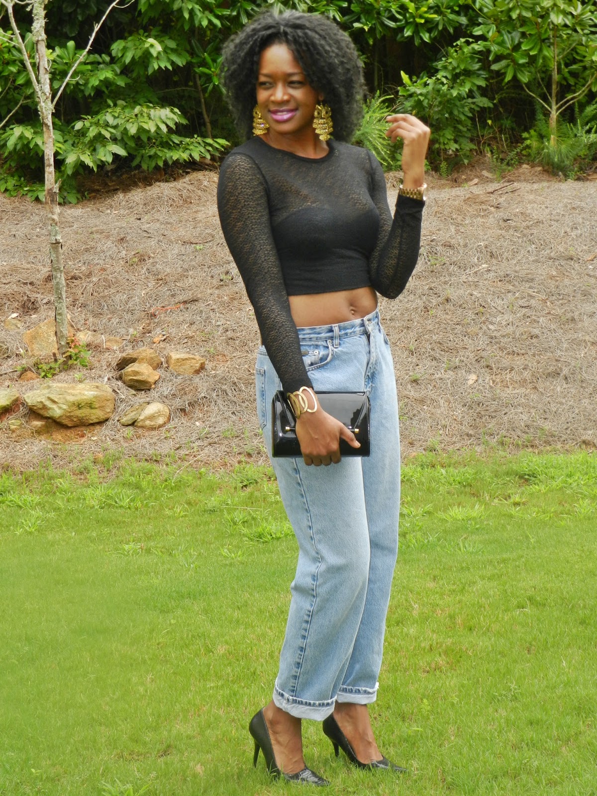 Thrifted Trends Lace Crop Top and Boyfriend Jeans Two Stylish Kays