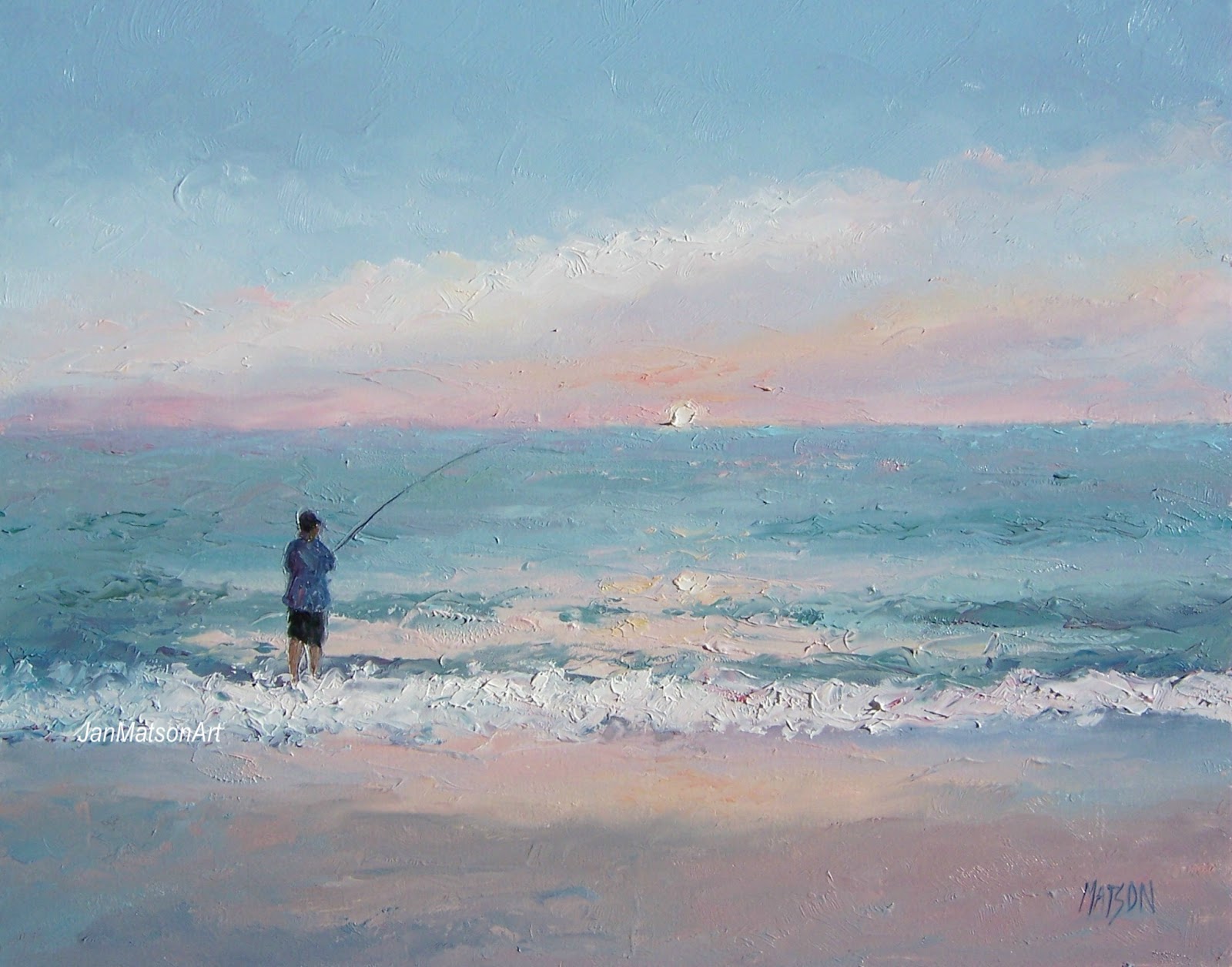 Jan Matson Etsy Art Beach Fishing painting