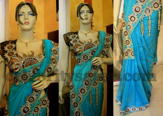 Trendy Saree with Feather Work