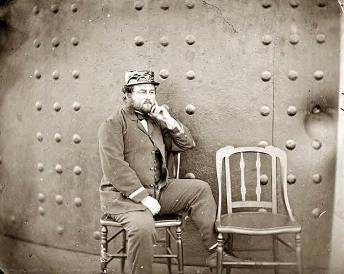 Capt. William Nicholson Jeffers on deck of USS Monitor, James River, Va., 1862