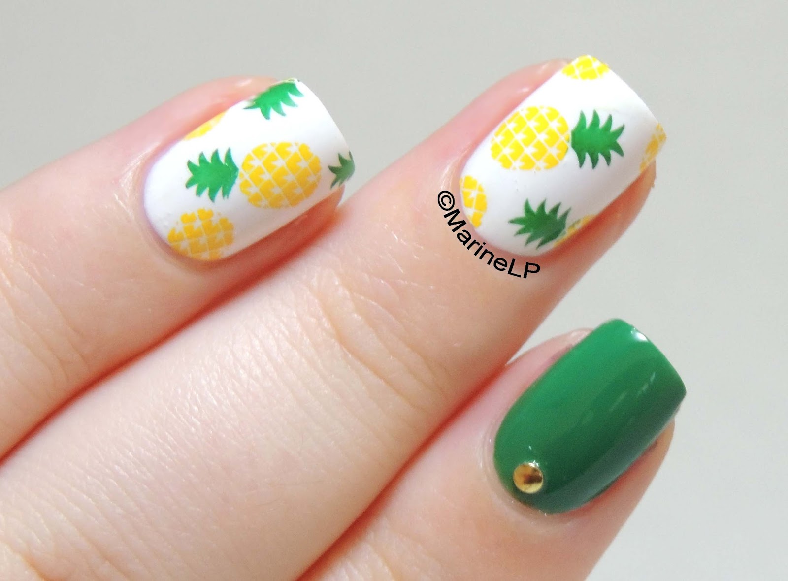 nail color strips with pineapples on them
