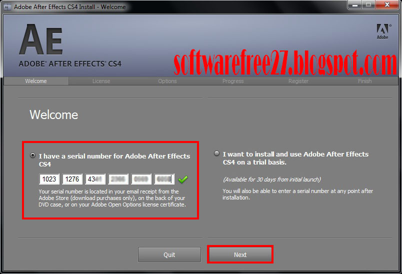 Adobe After Effects CS5 serial key or number