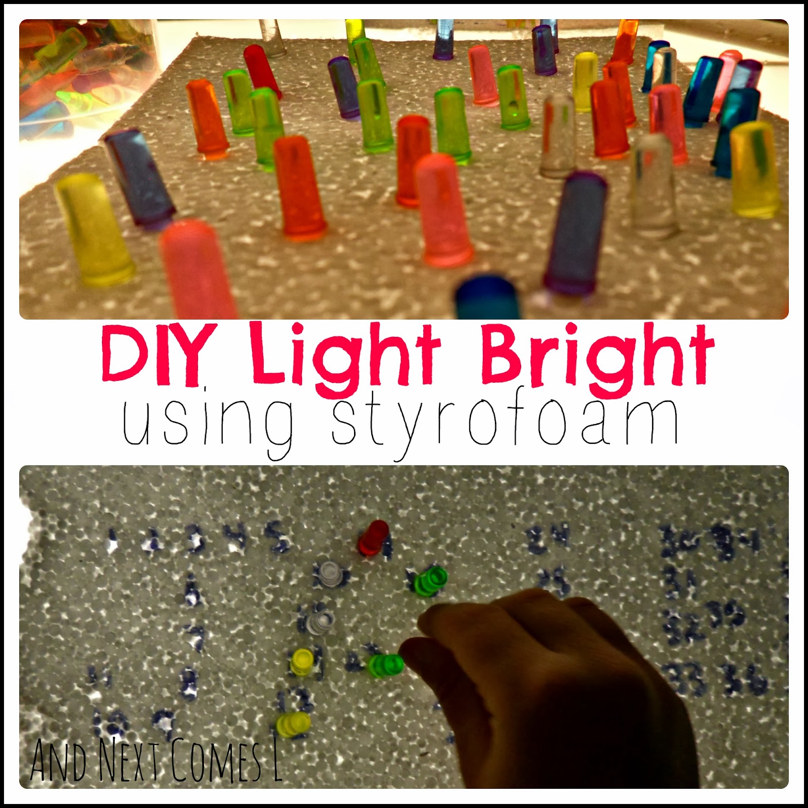 DIY Light Bright Using Styrofoam {Fine Motor Fridays} And Next Comes L