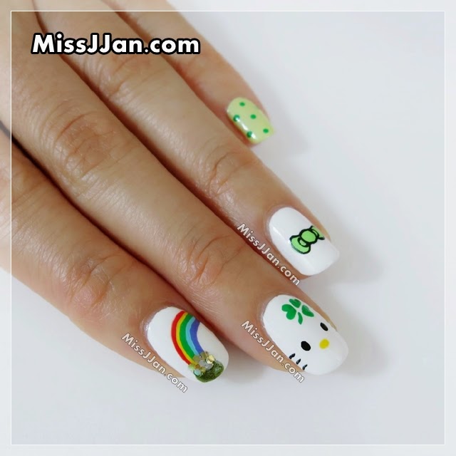 Missjjan S Beauty Blog Tutorial St Patrick S Day Hello Kitty Nails