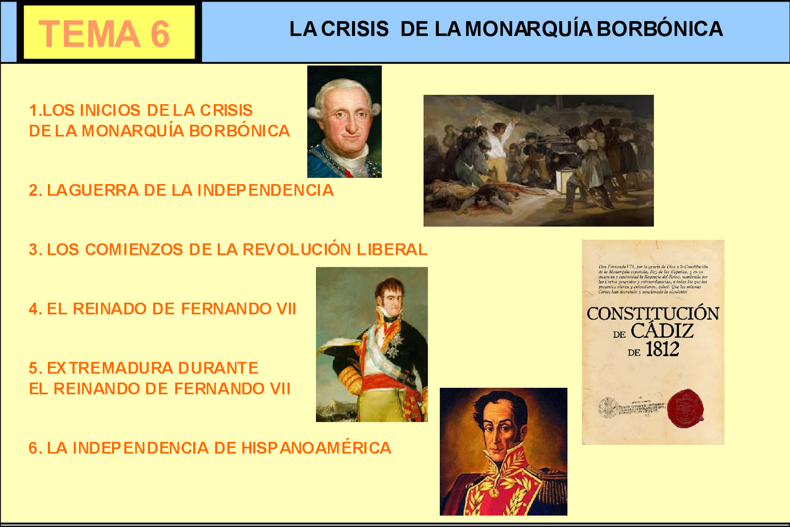 LA CRISIS DE LA MONARQUÍA BORBÓNICA (TEMA 6)