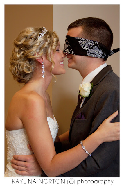 Blindfolded Groom Bride Photos
