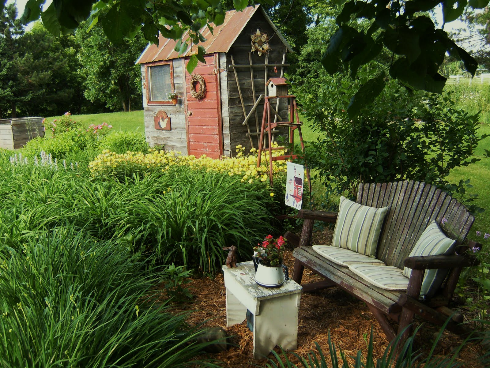 Bittersweet Farm: Gardens around farm buildings...
