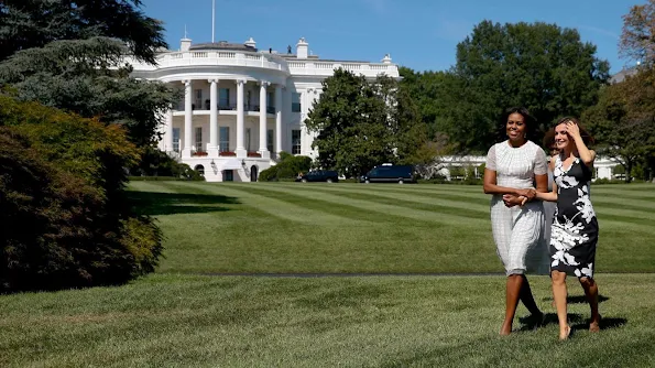 Queen Letizia of Spain meets with US First Lady Michelle Obama at the White House in Washington, DC, USA, Michelle Obama welcomed Queen Letizia to the White House