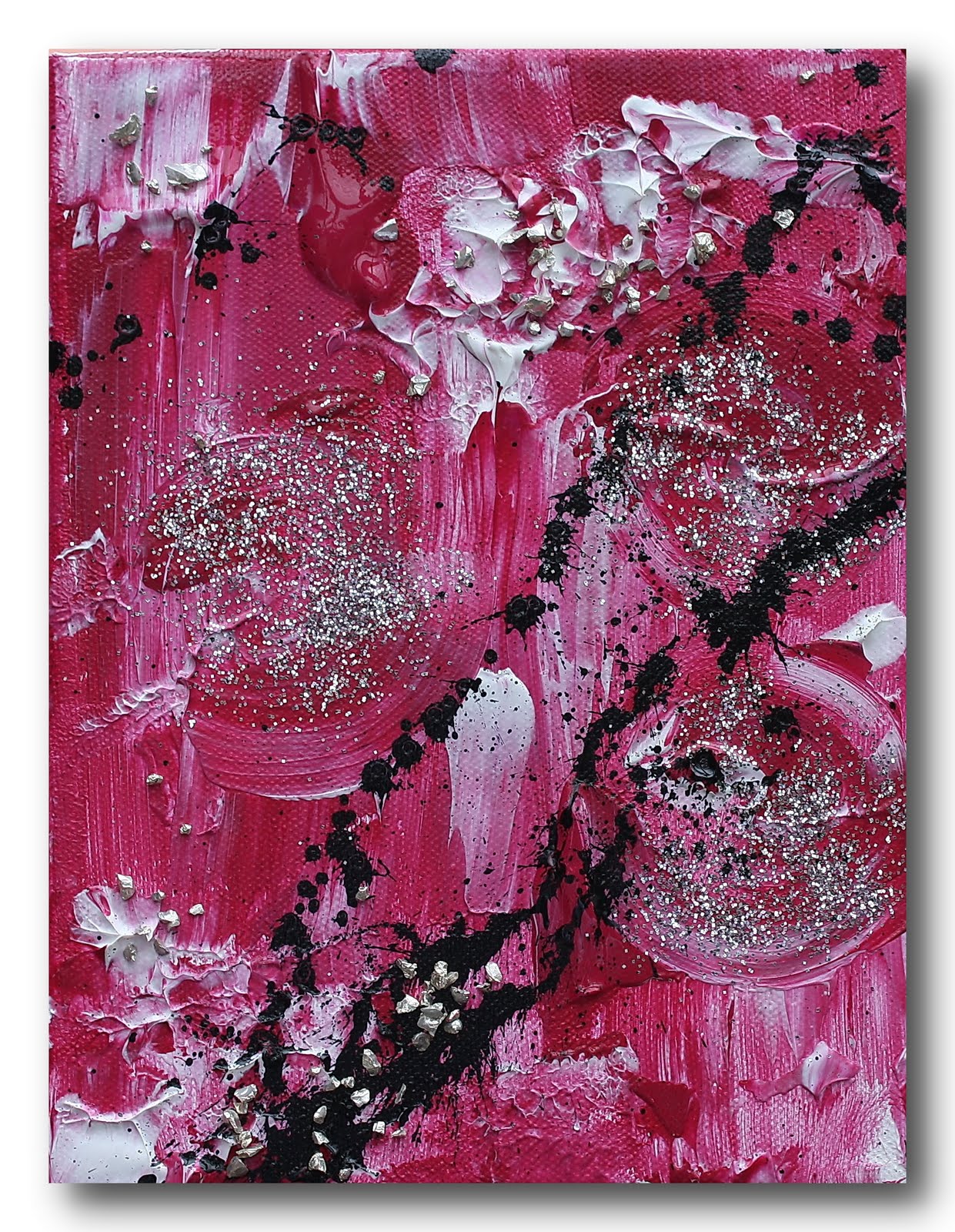 Mk1 Art Bild Leinwand Abstrakt Kunst Malerei Acrylbild Pink Grau
