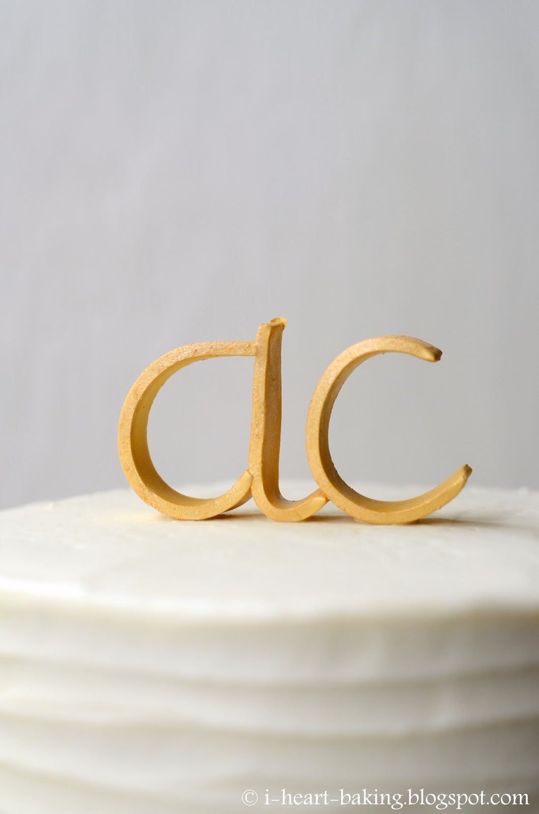 I Heart Baking Tiered Peaches And Cream Layer Cake With Handmade Gold Fondant Letter Toppers