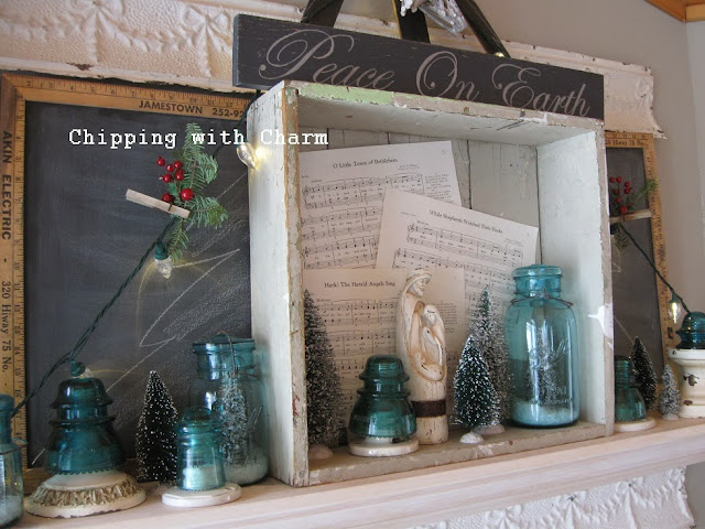 Chipping with Charm: Rustic "Tree" Mantel...http://www.chippingwithcharm.blogspot.com/